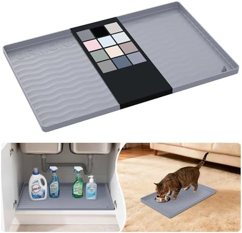 URMONA Waterproof Silicone Under Sink Mat, 19 x 12 in, Flexible Shelf Liner by URMONA
