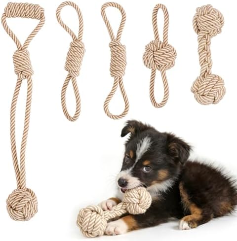 Dog Rope Toy for Small Dog 5pcs, Natural Chew Toys for Puppy, Medium Dogs by PATTEPOINT