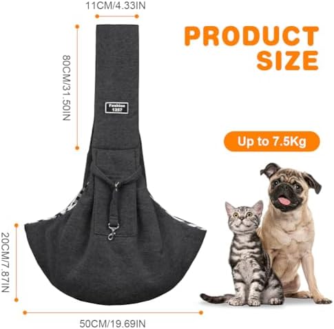 Dog Sling Carrier with Padded Strap, Reversible Pet Carrier - Image 2