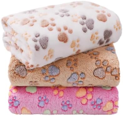 LINENLUX Dog Blankets 3-Pack, Super Soft Fluffy Fleece Pet Throw Warm by LINENLUX