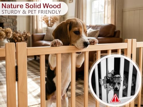 Wooden Freestanding Folding Dog Gate Indoor - Image 5