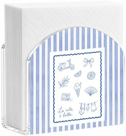 La Vita È Bella Italian Print Acrylic Napkin Holder by ENGVZ
