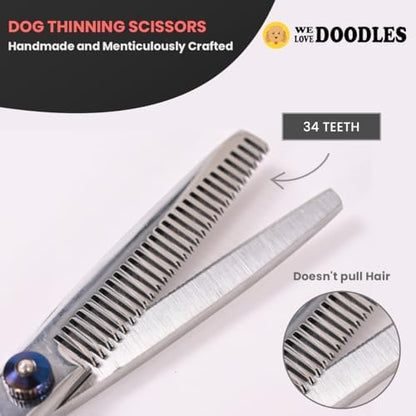 Dog Grooming Scissors Kit with Rounded Blunt Tips, Curved & Thinning Shears - Image 6