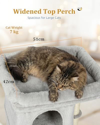 Aechonow Cat Tree for Large Cat, 2 Cozy Cat Condo House for Large & Fat Cats - Image 3