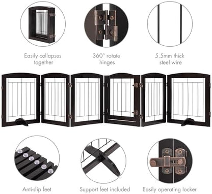 PAWLAND Dog Gate Indoor with Walk Through Door, Foldable Free Standing Pet Gate - Image 4
