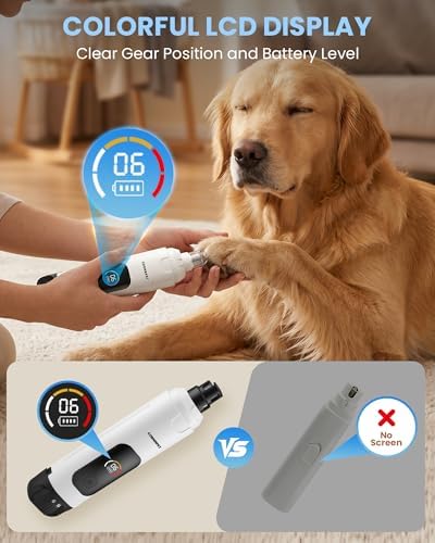 Dog Nail Grinder with New LCD Display, 25dB Quiet 6-Speed Dog Nail Trimmer - Image 4