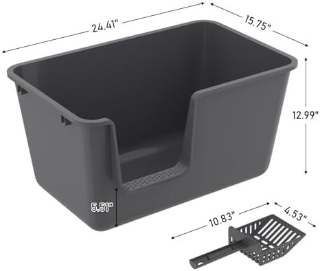 4-Pack Cat Litter Box with High Sides and Scoop, Plastic Open Top Cat Litter Box - Image 2