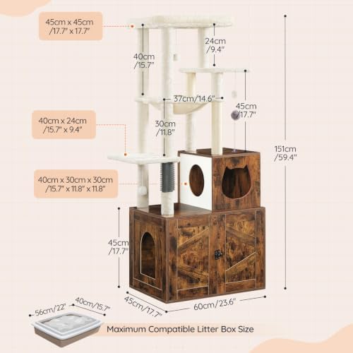 HOOBRO Cat Tree with Litter Box Enclosure, Tall Cat Tower - Image 4