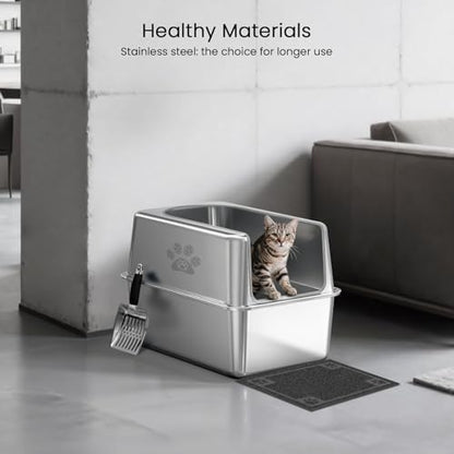Enclosed Stainless Steel Cat Litter Box - Image 3