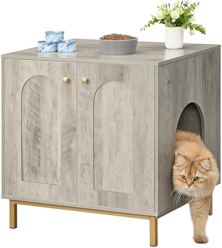 Hzuaneri Cat Litter Box Enclosure, Hidden Litter Box Furniture, Sisal Mat by Hzuaneri