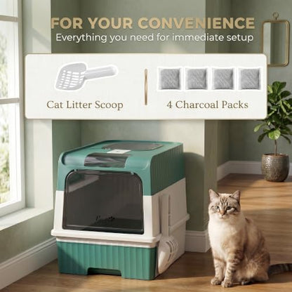 PawHut Cat Litter Box with Lid, Pull-Out Drawer Tray - Image 6