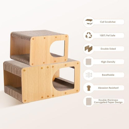 EHEYCIGA Cardboard Cat Scratcher House, 17-Inch Cat Scratch pad - Image 2
