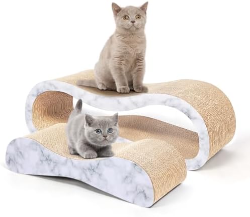 FluffyDream 2 in 1 Cat Scratcher Cardboard Lounge Bed, Cat Scratching Post by FluffyDream