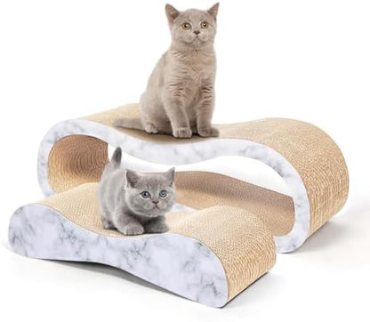 FluffyDream 2 in 1 Cat Scratcher Cardboard Lounge Bed, Cat Scratching Post by FluffyDream