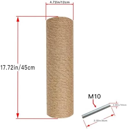 Replacement Cat Scratching Sisal Post Length 17.72in（45cm） Cat Tree Cat - Image 2