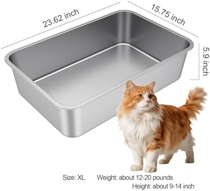 X-Large High Sided Stainless Steel Cat Litter Box - Image 2