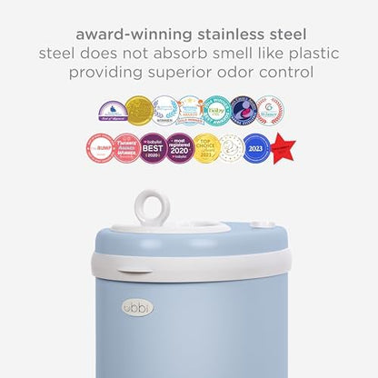 Ubbi Stainless Steel Diaper Pail, No Special Bag, Odor-Locking, Cloudy Blue - Image 5