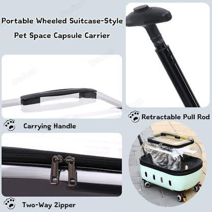 Cat Carrier with Wheels, Transparent Rolling Hard Shell Pet Carrier, Rolling - Image 3