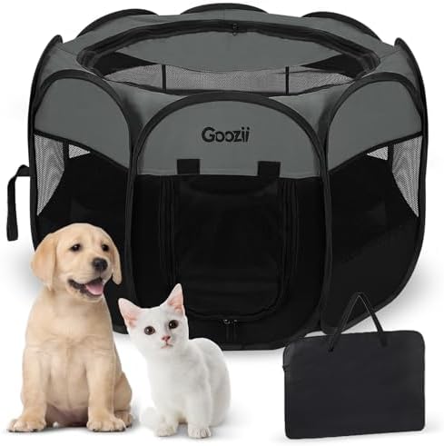 Goozii Portable Dog Playpen for Medium Dogs, Collapsible Pet Cat Kitten Puppy by Goozii