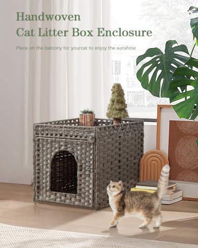 SETVSON Cat Litter Enclosure, Rattan PE Hidden Kitty House - Image 6