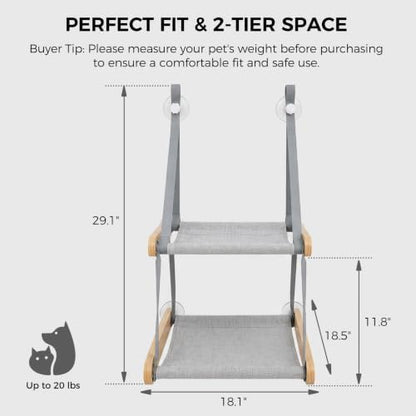PEQULTI Cat Window Perch, 2 Tier Cat Window Hammock - Image 2