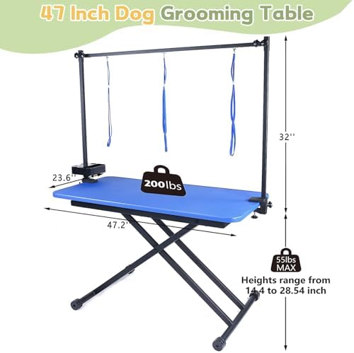 Professional Dog Pet Grooming Table Adjustable Heavy Duty Portable w/Arm & - Image 2