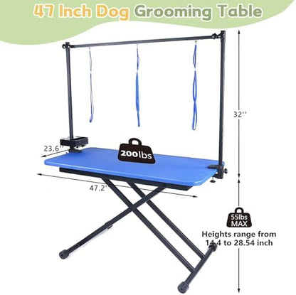 Professional Dog Pet Grooming Table Adjustable Heavy Duty Portable w/Arm & - Image 2