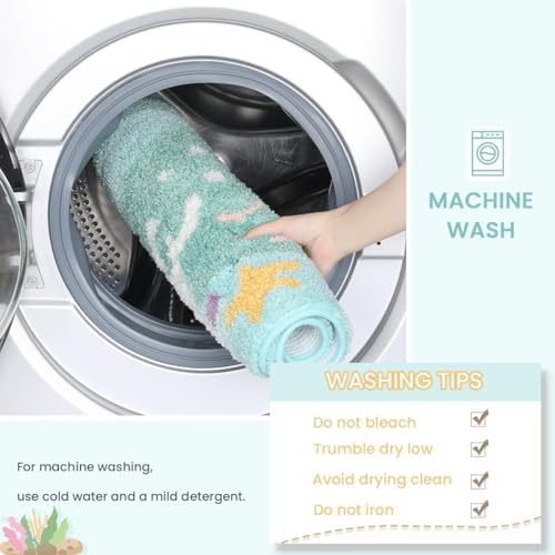 Cute Ocean Bath Rug Super Absorbent Non Slip Modern Bathroom Mat Machine - Image 6