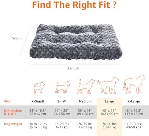 Amazon Basics Washable Cat and Dog Bed, Cozy Crate Pad - Image 5