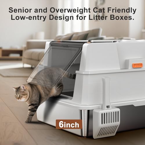 AIPERRO Extra Large Enclosed Stainless Steel Cat Litter Box - Image 6