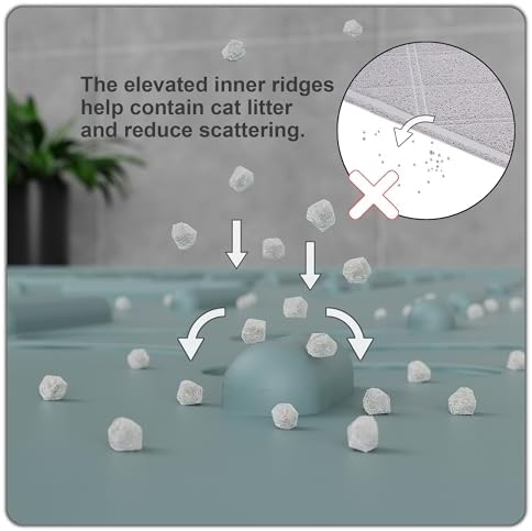 OHMO XL Cat Litter Mat, 37.5x25.2 Silicone Trapping Mat Light Blue - Image 3