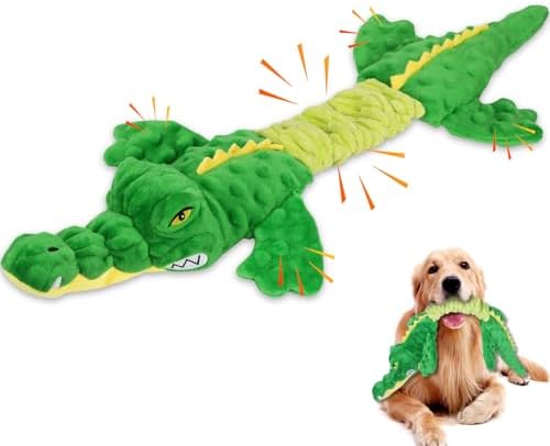 Letsmeet Large Squeaky Alligator Dog Toys, Interactive Puppy Toys by Letsmeet