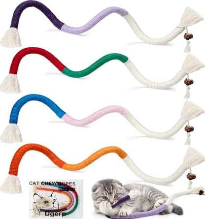 Cat Chew Ropes 4Pcs, Safe Cat Chew Toys by Treatyourpetswithonlythebest%EF%BC%81