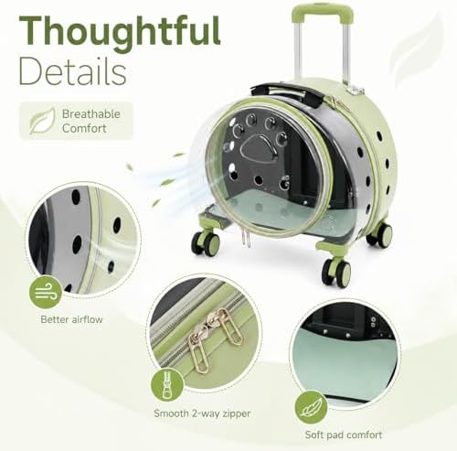 Clear Rolling Pet Carrier, Breathable Cat Carrier - Image 5
