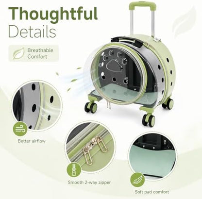 Clear Rolling Pet Carrier, Breathable Cat Carrier - Image 5