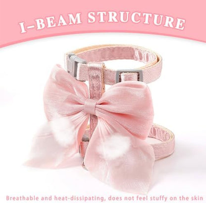 Tensho Pink Bow Cat Harness and Leash Set, Escape Proof - Image 3