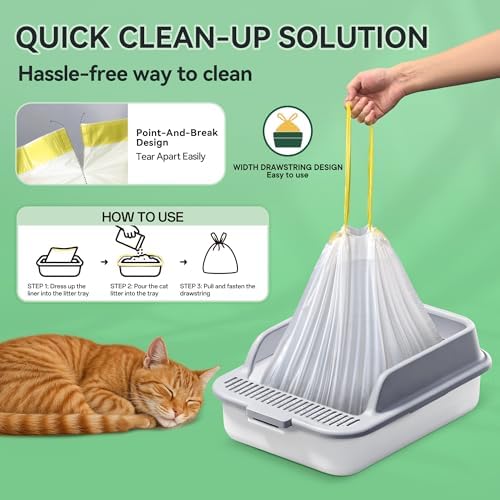 60Pcs Drawstring Cat Litter Tray Liners, 22.8×13.8 In - Image 4