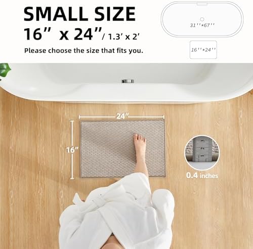TYUU Bathroom Rugs Non Slip Washable, Super Absorbent Thin Bath Mat Small Quick - Image 2