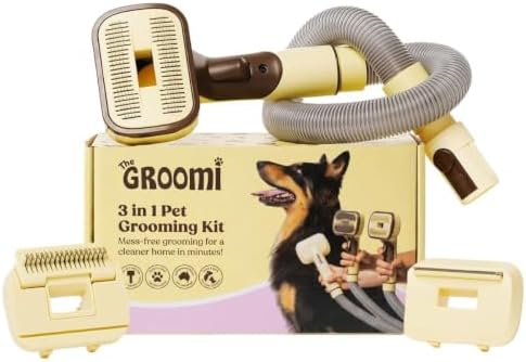 GROOMI Vacuum Pet Brush Kit – 3‑in‑1 Dog & Cat Grooming Tool, Self‑Cleaning by TheGroomi