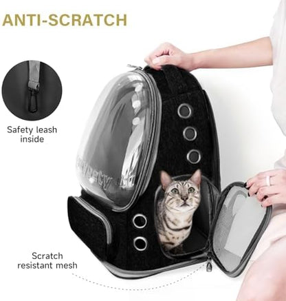 Cawypety Cat Backpack Carrier Large Space Bubble Backpack up to 12lbs Black - Image 4