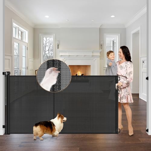 Reinforced 42" Tall x 75" Wide Retractable Baby Gate Prevent Crawling Under by BabyPetSafetyGate