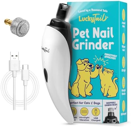 LuckyTail Dog Nail Grinder, Whisper-Quiet, Low-Vibration Trimmer by LuckyTail