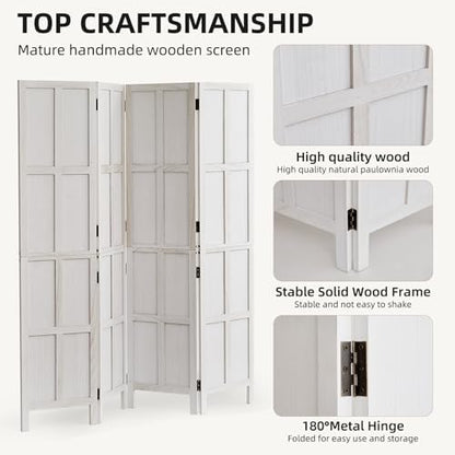 4 Panel Room Divider, 2-in-1 Detachable Privacy Screen - Image 5