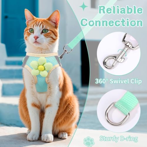 Cat Harness and Leash Set, Escape Proof Soft Vest Walk Green XS - Image 6