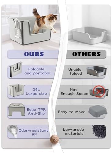 Large Cat Litter Boxes with Scoop, Portable Cat Litter Box - Image 6