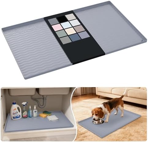 URMONA Waterproof Silicone Under Sink Mat, 31 x 19 in, Flexible Shelf Liner by URMONA