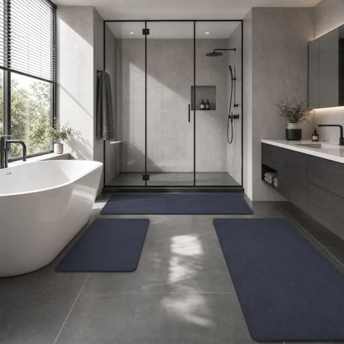 MontVoo -Bath Mat Rug-Rubber Backing Non Slip Quick Dry Absorbent Thin Bathroom - Image 6