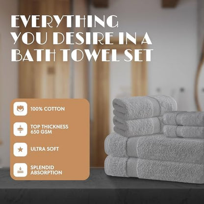 Light Gray Bath Towel Set of 6 - Image 2