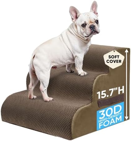 PAWSCRAT 3-Step Pet Stairs for High Beds & Sofas, 15.7''H Dog Stairs by PAWSCRAT