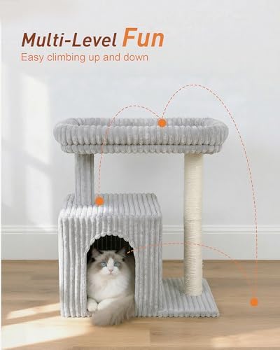 22.8" Cat Tree for Large Cat, 20.9 * 15.7in Large Perch Light Gray - Image 6